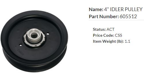 4" IDLER PULLEY (erst. 603986)